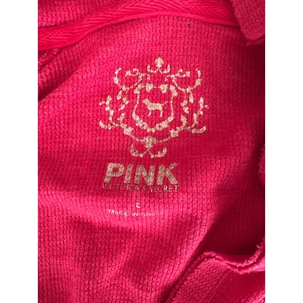 Vintage y2k‎ Victorias Secret PINK Waffle Thermal Hoodie Pink Large LOVE PINK - Image 6