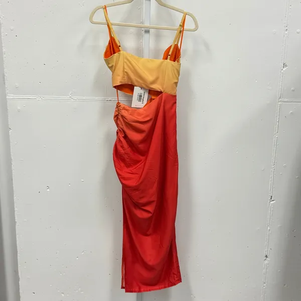 NWT Hello Molly Twin Flame Midi Dress Slit Ombre Yellow Orange Sz 2 Summer Party - Image 3