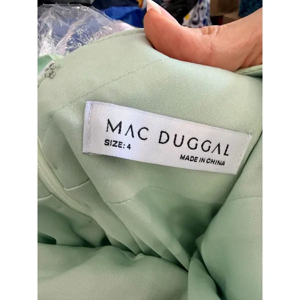 Mac Duggal Gown Womens 4‎ Mint Green Ruffle Side Slit Satin Formal Dress 26543L - Image 8