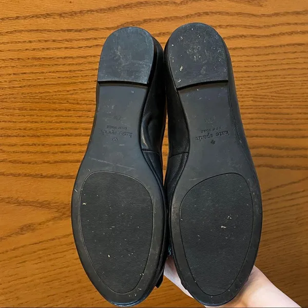 Kate Spade Black Leather Flats with Fringe & Gold Accents - Size 7 - Image 12
