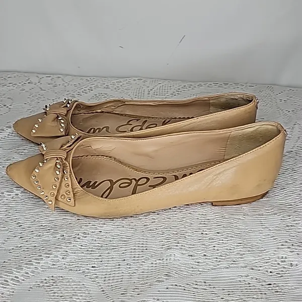 Sam Edelman Raisa studded bow tan slip on ballet flats sz 7.5 - Image 5