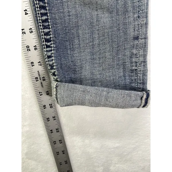 Miss Me Jeans Womens Sz 25 cuffed‎ capri Denim Embellished Fleur de lis Pockets - Image 6