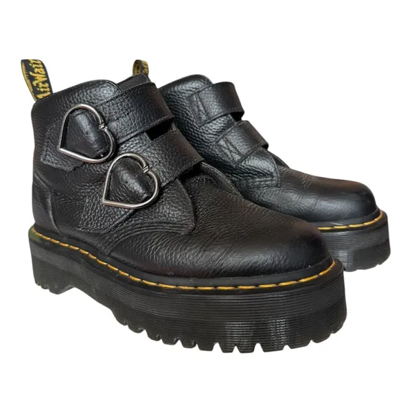 Dr. Martens Denon Flower Buckle Platform Boots Black Size 8 - Image 4