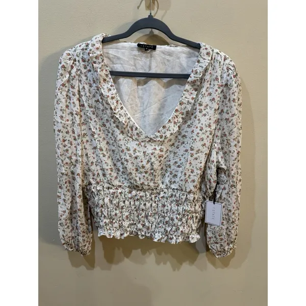 Women's 1.State Rosettes Printed Smocked Waist Top NWT size 2X Cottage Boho Core - Image 12