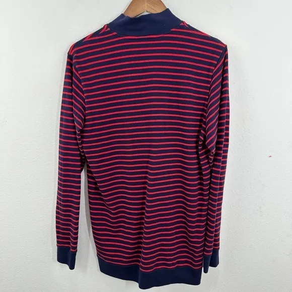 Brooks Brothers XL 1/4 Zip Pullover‎ Long Sleeve Shirt Red Navy Striped Classic - Image 8
