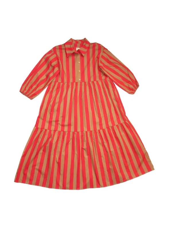 NWT Anthropologie Maeve Bettina in Red Honey Stripe Cotton Shirt Dress M Petite - Image 3