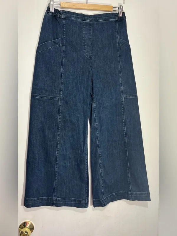 Lisa bayne blue wide leg Denim Utility Pant size M - Image 2