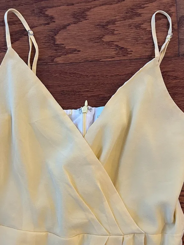 Lavender Brown Silk Wrap Mini Dress Size Small Butter Yellow Cocktail Wedding - Image 8