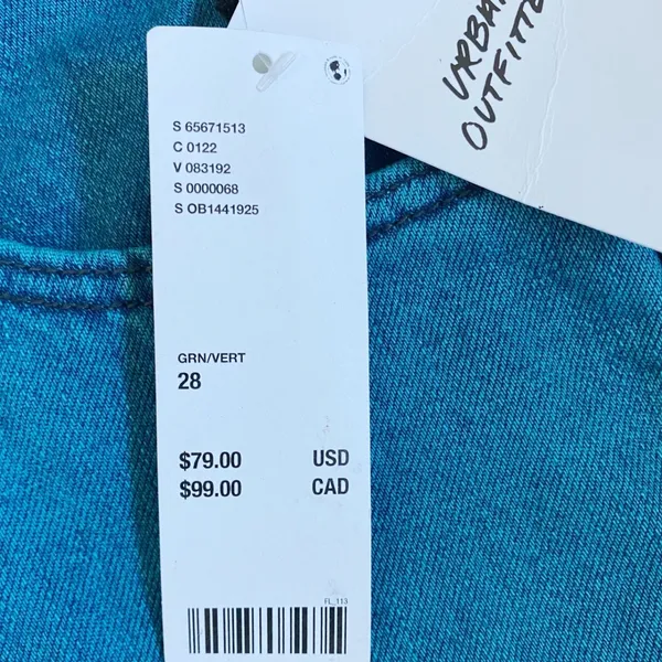 BDG Urban Outfitters High Rise Baggy Distressed‎ Jeans Teal Blue NWT 28 - Image 3
