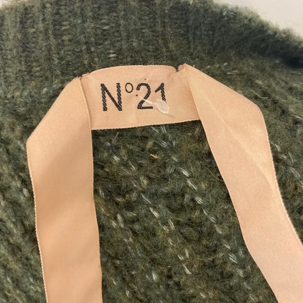 N21 Oversized Ribbed Knit Olive Green Cardigan Sweater Designer Cardigan - Image 10