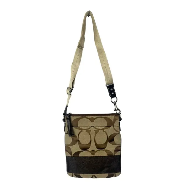 Coach Beige &‎ Brown Signature Canvas Logo Crossbody Bag - Image 2