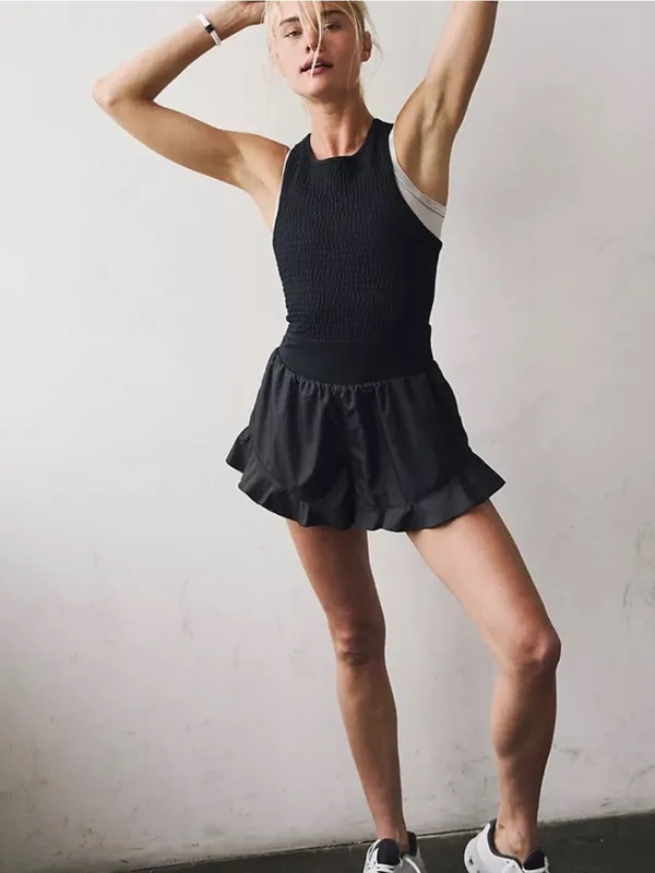 Free People Movement Breathless Shorties Onesie Romper In Black NWT Size Medium - Image 5