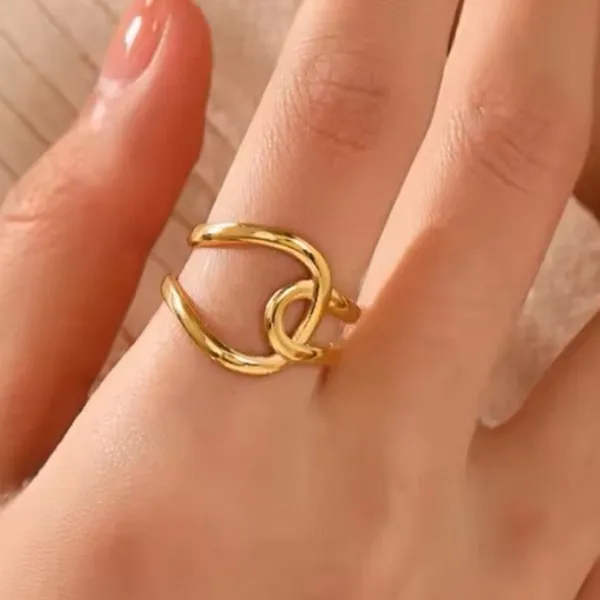Minimalist Knot‎ Ring | 14k Yellow Gold Plated Sterling Silver - Image 5