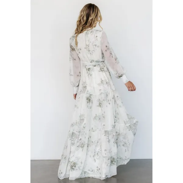 Baltic Born NWOT Lizette Floral Maxi Dress‎ White Dage Print Long Sleeve XS - Image 3