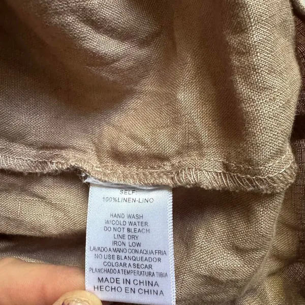 Source Unknown Listicle Brown Lagenlook Linen Wrap Cap Sleeve Dress Size Small - Image 6