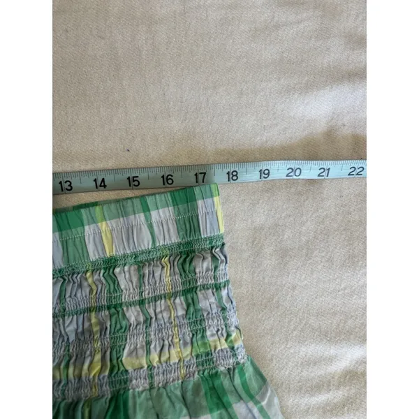 Mini Skirt Plaid Size L/XL A-Line Lined‎ Ruffle Green/Yellow Smocked Waist - Image 5