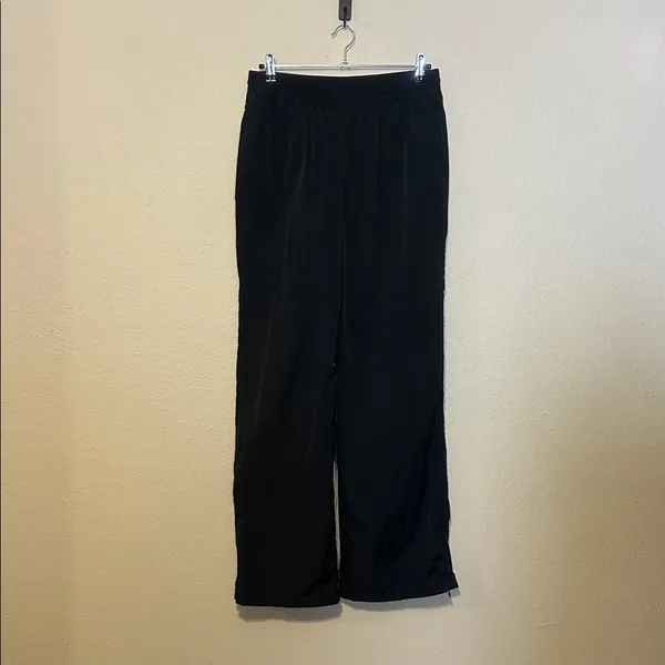 Good American Wide Leg Track Pants Black Size 2 Small Drawstring‎ Mesh Lined - Image 3