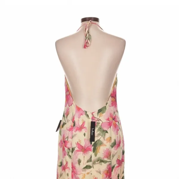 Lulus Harleigh Light Yellow Floral Halter Midi Dress Large Garden Party - Image 8