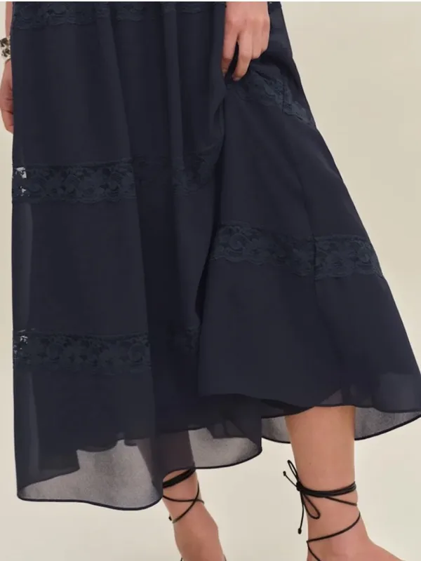 Reformation Dina Dress in Navy 6 - Image 4