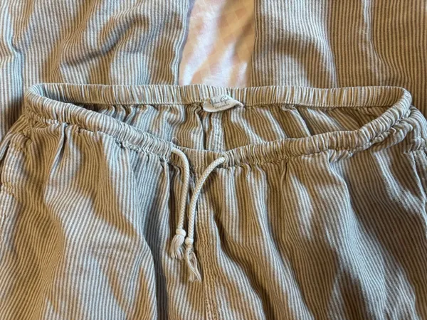 Brandy Melville Linen Striped Pants brown - Image 4