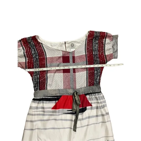 Launch by Susan Young abstract sailboat novelty 100% silk dress size XS‎ - Image 9