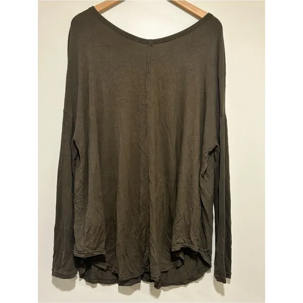 Free People Moonshine Tunic Top V Neck in Army Olive Green Size Large - Image 5