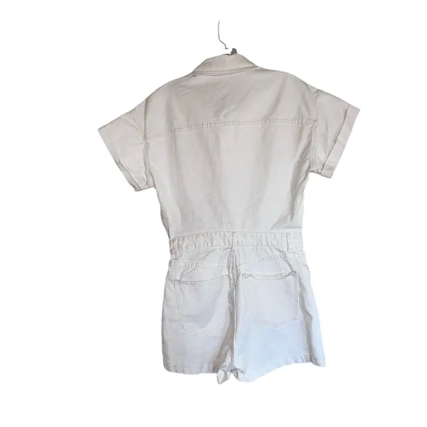NWT ZARA DENIM TRF SHIMMERY PLAYSUIT Oyster White Medium Bloggers Fave - Image 11