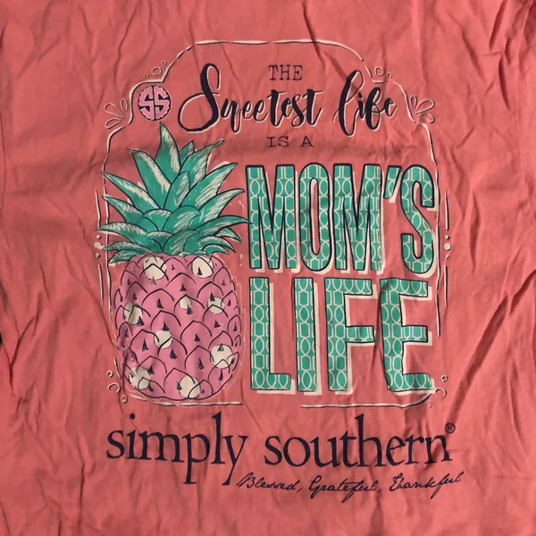 Simply Southern Mom’s Life Mum Mummy Mama Graphic Pink Tee T-Shirt Top Blouse Cotton Short Sleeve Turquoise Blue Sz M Measurements in pics - Image 7
