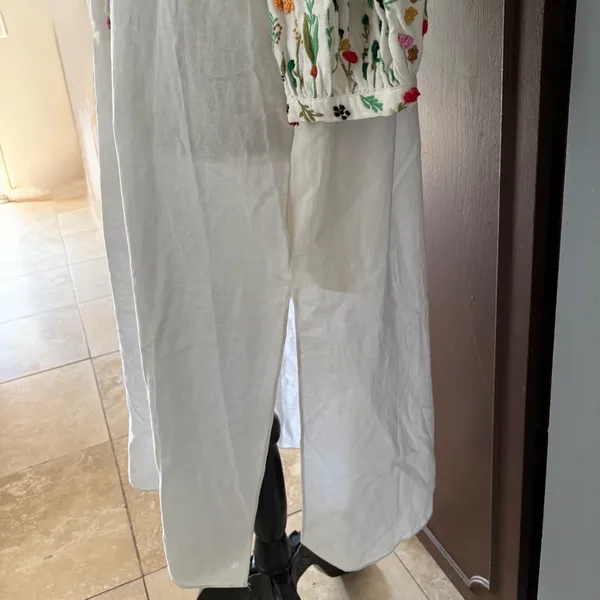Zara white long floral embroidered tunic (dress) *no sash belt* - Image 5