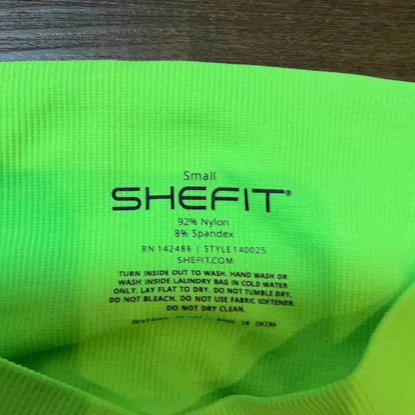 SHEFIT Seamless High Waisted Mesh Leggings Neon Green Small Athletic Workout - Image 3