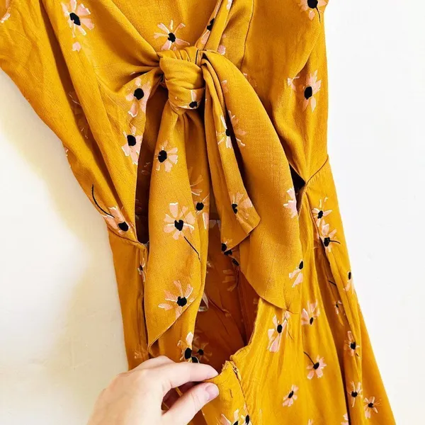 Faithfull The BranD Anthropologie Wide Leg Jumpsuit Floral Orange Size L - Image 8