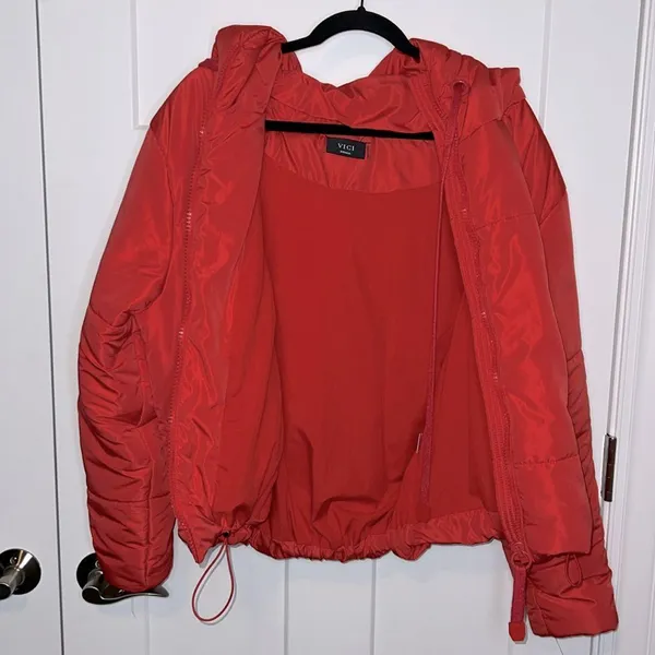 Vici Stay Awhile Pocketed Hooded Puffer Jacket - Red - Image 5