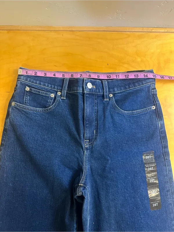 J. Crew Wide Leg Crop High Waisted Dark Wash Jeans Size 28 NWT - Image 5