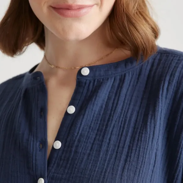 New 100% Organic Cotton Gauze‎ Roll Sleeve Shirt - Image 4