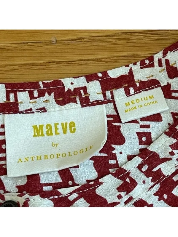Maeve Anthropologie Avignon Scotty Dog Print Dark Academia Office Siren Blouse M - Image 5