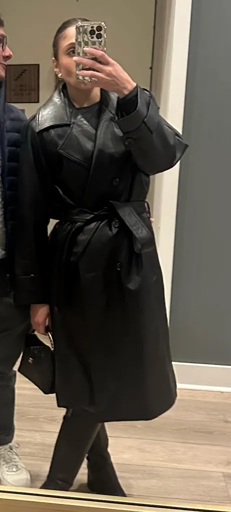 Vegan Leather Abercrombie Trench Coat - Image 3