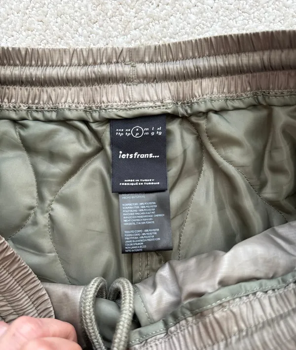 Quilted Jogger Pants Khaki Army Green Small ietsfrans - Image 4