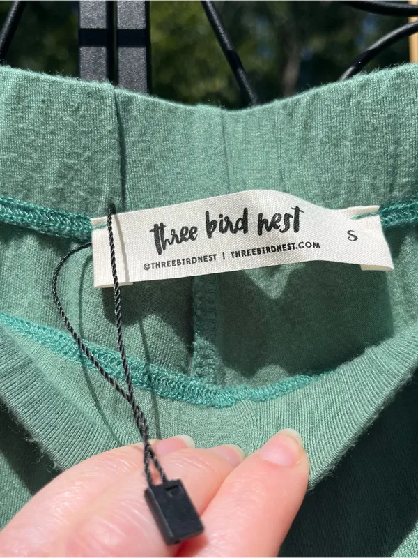 Three Bird Nest Cher Solid Raw Edge Flare Pant Green Size S Boho Extra Long - Image 2