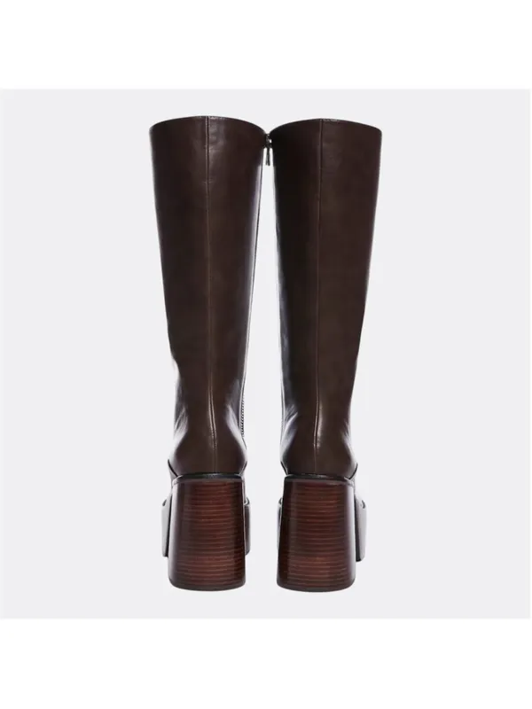Vintage Sole Delia’s Knee-High Chunky Platform Brown Leather Boots Size 9 - Image 11