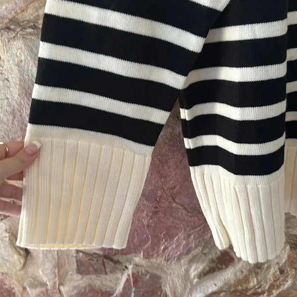Commense Miss Paris Mock Neck Stripe Sweater size XL - Image 4