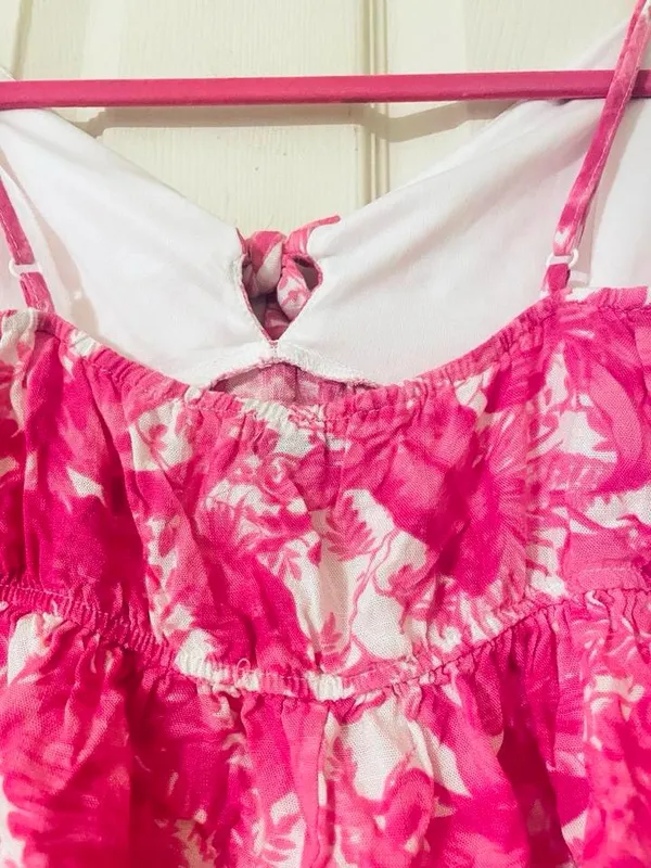 miami Hot Pink & White Floral Tie-Front Camisole - Image 4