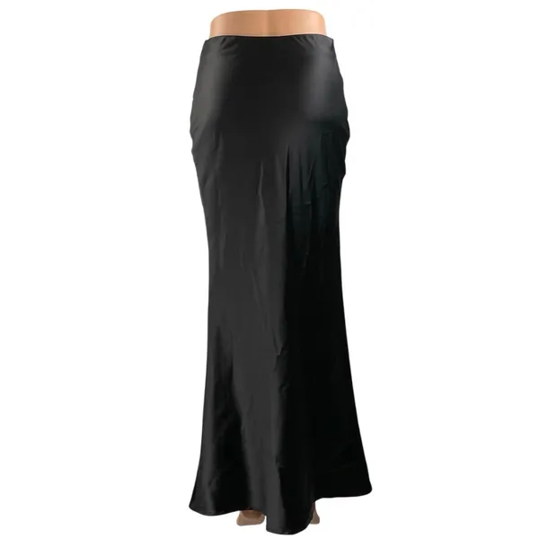 NEW Commense Women's Black Silky Satin Elastic Waist Maxi Mermaid Slip Skirt XS - Image 3