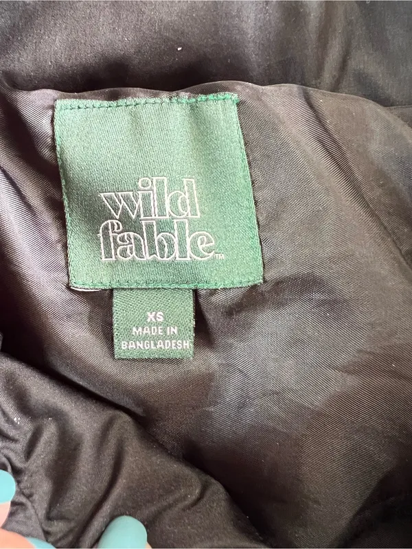 Wild Fable Black Cropped Puffer Jacket XS Bubble Coat - Image 6