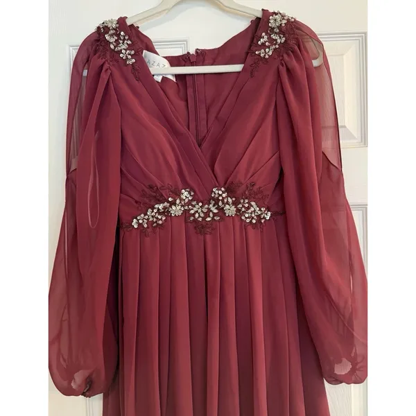 Azazie Gypsy‎ Dress Sz A2 Burgundy Maxi Formal Mother Bride Wedding Bridesmaid - Image 3