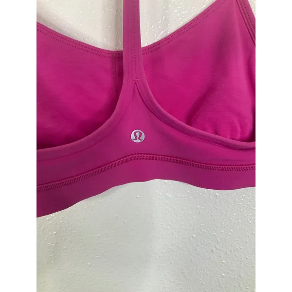 Lululemon Flow Y Bra Pink Nulu Yoga Sports Bra Size 6 W2CT1S - Image 3