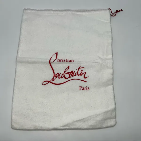 Christian Louboutin White Cotton Satin Lined Drawstring Dust Bags w/Red Logo - Image 3