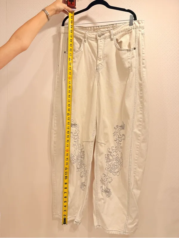 Daisy Street Faye Barrel Leg Embroidered Denim Contrast-Stitch Garment Sz XL - Image 4