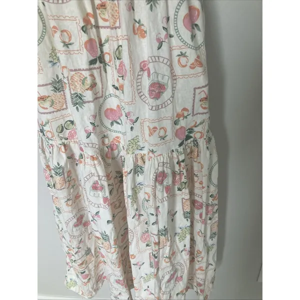 Cynthia Rowley fruit floral sundress midi tiered spaghetti straps S pockets - Image 6