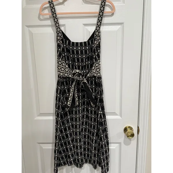 Sundress Boho Max Studio Black Embroidered Cotton V-Neck Size M NWT‎ - Image 4