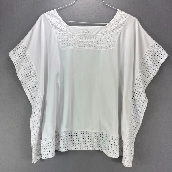 St. Johns Bay Top Women's 2X Plus White Tee Shirt Boho Cottagecore Hippie Beach - Image 2